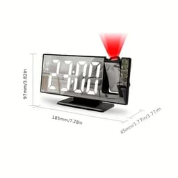 Projectie Wekker met 180° Rotatie – LED Alarmklok met Projector – USB Digitale Wekker met Temperatuur & 24u Modus – Voor Slaapkamer — thumbnail 3