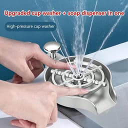 Glazenspoeler Aanrecht - Bekerwasmachine Flessenreiniger - Efficiënt Reinigen - Hogedruk Waterstraal - 11.9 x 14.3 x 11.9 cm - Zilver — thumbnail 3