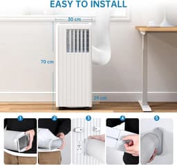 Mobiele airco 7000 BTU 3-in-1 – 36L/dag – 2 standen – 24U timer – Afstandsbediening – Ideaal voor slaapkamer, kantoor — thumbnail 5