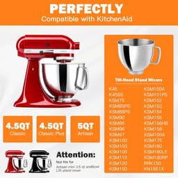 Roestvrijstalen Kom - Keukenmachine Kom - Bakken en Mixen - Met Handvat - 5 Liter - Zilver — thumbnail 5