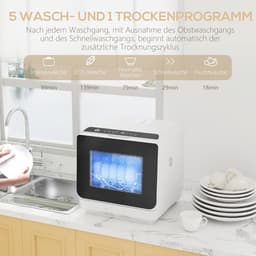 Mini Vaatwasser - Tafelmodel Afwasser - Snel Servies Wassen - Flexibele Watertoevoer - 4 Couverts - Wit — thumbnail 5