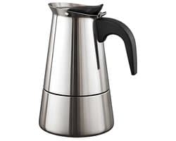 Cheffinger, Italiaans Koffiezetapparaat van RVS 9 Kopjes Inductie Compatibel voor Moka Koffie, Zilver