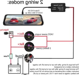 Hardwire Kit voor Dashcam met Mini USB Fuse, 12V-28V naar 5V, Laagspanningsbescherming en 11Ft Oplaadkabel — thumbnail 4