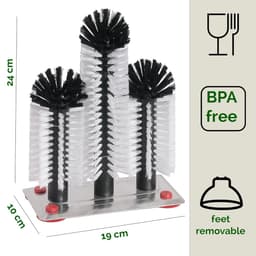 Premium glazen spoelbak voor spoelbak met 3 zuilen, glazen spoelborstel met metalen plaat en 4 verwisselbare zuigvoeten, glasspoeler, bar en gastronomie, glazen vaatwasser, cup cleaner, — thumbnail 3