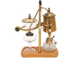 Cellista Sifon Koffiemaker 400ml - Vacuüm Koffiezetter - Belgische Koffiemaker - Gravity Brewer - Vintage Koffieset Goud - Retro