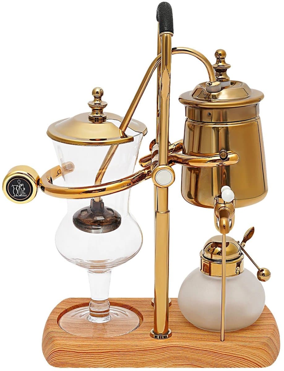 Cellista Sifon Koffiemaker 400ml - Vacuüm Koffiezetter - Belgische Koffiemaker - Gravity Brewer - Vintage Koffieset Goud - Retro — afbeelding 1