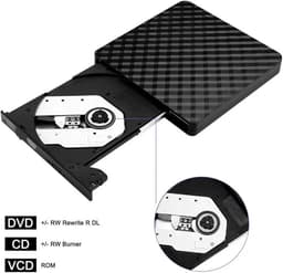 Externe CD DVD Speler - Draagbare CD-brander - Lezen Schrijven Branden - USB 3.0 Type-C - 14x14x1.8 cm - Zwart — thumbnail 5