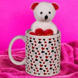 Mok met Hart en Pluche Teddybeer - 380 ml Koffiemok, Theebeker, Aardewerk Handvat, Souvenir voor Verliefden — thumbnail 4