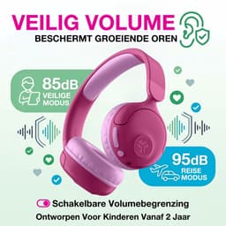 JLab JBuddies Draadloze Kinderkoptelefoon - Hoofdtelefoon Kinderen Draadloos & Bedraad (2-in-1) - 85 dB Veilig Volumebegrenzer - 50+ uur - Met Microfoon - Bluetooth - Vanaf 2 jaar – Koptelefoon Kinderen - Roze — thumbnail 3