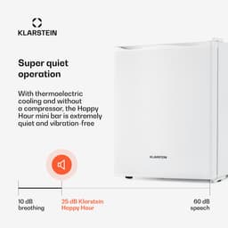 Klarstein Minibar minikoelkast voor op de kamer, 30 liter minikoelkast voor drankjes en cosmetica, kleine , kleine en stille koelkast, verstelbare planken, kleine huidverzorgingskoelkast 5-15 °C - 25 dB - voor Hotelkamer voor Partykelder — thumbnail 3