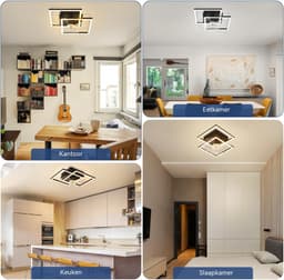 Glitzerlife - Plafond ventilator met verlichting - Stille plafondventilator - Dimbaar 3000-6500K - Nachtlichtmodus - Timerfunctie - Modern Metaal PC Ø34cm - Zwart — thumbnail 5