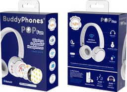BuddyPhones PopFun Koptelefoon Kinderen - Kinder Koptelefoon Draadloos – Volumelimiet 84/95 dB – 24 uur batterijduur – Bluetooth Hoofdtelefoon - Ingebouwde microfoon - Inclusief Leuke Stickers - Wit — thumbnail 5
