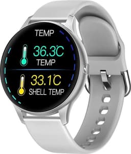 Belesy® Callisto - Smartwatch Dames – Smartwatch Heren - Horloge - Stappenteller - Kleurenscherm - Koortsmeter – Bloeddruk - Full Touch - Maak je eigen wijzerplaat – Zilver - Grijs – Siliconen - Moederdag — thumbnail 1