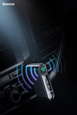 Baseus Bluetooth AUX Muziek Transmitter Autolader met Batterij Zwart — thumbnail 2