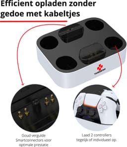Turqero PS5 Oplaadstation - Playstation 5 controller oplader - Playstation 5 accessoires - Charging station - Draadloos - Geschikt voor twee PS5 controllers - Wit — thumbnail 3
