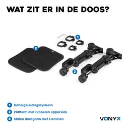 Vonyx SMS32 speaker standaard set - voor studio monitors - met tafelklem - in hoogte verstelbaar - zwart — thumbnail 5