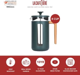Roestvrij Staal Cafetière 8 kopjes Franse Pers Groen Geschenkdoos van La Cafetière - Koffiezetapparaat — thumbnail 4