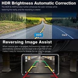 2,5 K dashcam voor de auto, voor achter, 64G SD-kaart, 1600P + 1080p FHD Dual Dash Cam, 3,2 inch IPS-scherm, autocamera, 176° + 160 ° groothoek, autocamera, G-sensor, nachtzicht, WDR — thumbnail 3