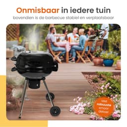 Goliving Houtskool Barbecue - Ø54 cm - Inclusief Accessoires - Houtskoolbarbecues op Wielen - XXL BBQ met Deksel - Rond - 65 x 89 cm - Zwart - Metaal — thumbnail 2