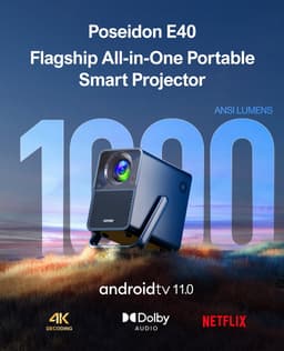 Ultimea Poseidon E40-projector, 1000 ANSI-lumen, 4K-decodering, Native 1080P, Dolby Audio, 2 x 10W-luidsprekers, WiFi 6 — thumbnail 4