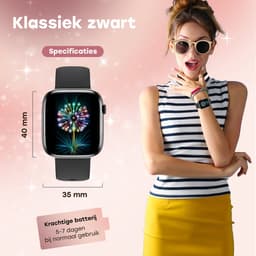 Bizoule Smartwatch Beso - Smartwatch Dames & Heren - 40mm - Horloge met Belfunctie - AMOLED Full HD - Bloeddrukmeter - Stappenteller - Android & iOS - Zwart — thumbnail 5