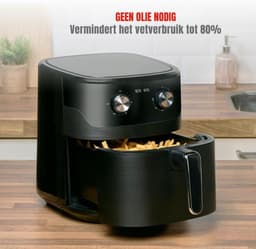 Aurixi® Airfryer xl - Airfryer xxl - Heteluchtfriteuse - 6 Liter - Timer tot 60 Minuten - Zwart- 39 cm x 29 cm x 34 cm — thumbnail 5