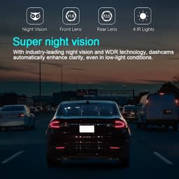 Dashcam met dubbele camera | 1080p camera aan de voorzijde & 480p ingebouwde camera, infrarood nachtzicht, 5,08 cm IPS-scherm, groothoeklens, dubbele lens, universeel ontwerp. — thumbnail 2