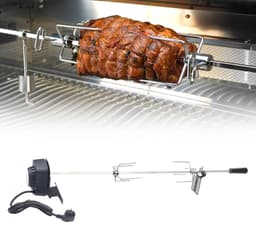 roestvrijstalen grillspit - elektrische BBQ-draaispitkit 360 ° - Automatische rotatie -17,6 lbs belasting voor buitencamping familiebarbecue — thumbnail 5
