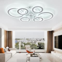 Ronde LED Plafondventilator met Verlichting en Afstandsbediening - Dimbare Woonkamerlamp — thumbnail 1