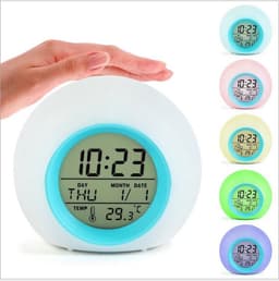 Digitale LED-wekker voor kinderen, met instelbare kleurtemperatuur, geschikt als nachtlampje voor binnen, bedlampje, ideaal voor kinderkamers, geschikt voor zowel jongens als meisjes, en een leuk cadeau. (Batterijen niet inbegrepen) — thumbnail 1