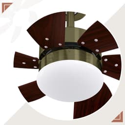 Glitzerlife - Plafond ventilator met verlichting - Ventilator lamp plafond - stille plafondventilator - stille motor met afstandsbediening -E27 ijzer en acryl - Ø75cm - notenhout — thumbnail 3