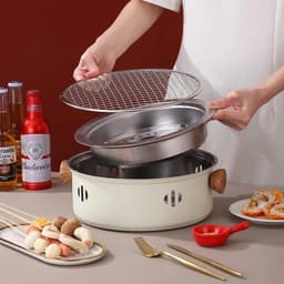 Koreaanse BBQ-grill Houtskoolkachel Houtskoolgrill Roestvrij staal Outdoor Camping Koken Thee rond de kachel Barbecuekachel — thumbnail 4