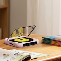Draagbare Bluetooth-cd-speler, HiFi-stereo, oplaadbare batterij van 2000 mAh, ingebouwde luidspreker, lcd-scherm, timer, ondersteunt AUX/USB-ingang, compact en draagbaar, geschikt voor thuis en op reis, roze. — thumbnail 2