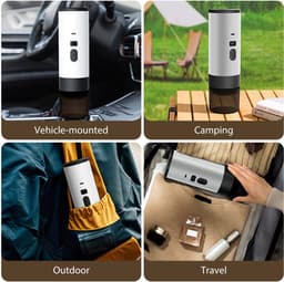 DIMICO - Draagbaar reis koffiemachine - 3-in-1 mini koffiezetapparaat - Espresso maker - Wit - Voor capsules en gemalen koffie - LED-display - 90ML watertank - 15bar — thumbnail 4