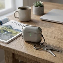 Grijs transparant hoesje voor oordopjes met sleutelring – schokbestendige beschermhoes geschikt voor AirPods Pro 2 — thumbnail 3