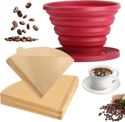 Opvouwbare koffiedruppelaar van siliconen - Draagbaar filter voor verse koffie onderweg — thumbnail 1