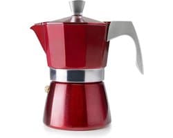 Moka Express Percolator voor 6 kopjes, Rood, Geschikt voor Inductie