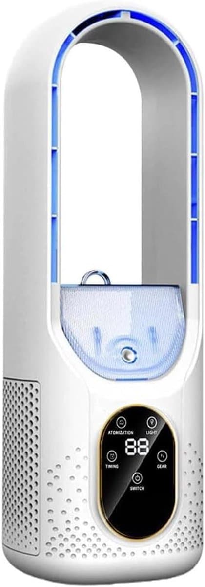 Draagbare airconditioner met ventilator, verdampingskoeler, USB-airconditioner met ventilatorsnelheid en timer, mini-bureauventilator, geschikt voor kantoorgebruik (wit). — afbeelding 1