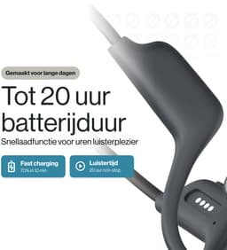 REBØNE® BEAM - Bone Conduction Headphone - Sport Oortjes Draadloos - 20 Uur Batterij - Air conduction - Open Ear Koptelefoon - Hardloop Hoofdtelefoon - Draadloze Bluetooth Koptelefoon - Sportoordopjes - IPX5 Waterdicht / Zwart — thumbnail 3