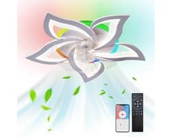 5 Sterren Plafondlamp Met Ventilator - RGB - 12 Kleuren - Met Afstandsbediening - Smart lamp - Dimbaar Met App - 6 Standen Ventilator - Woonkamerlamp - Moderne lamp - Plafoniere