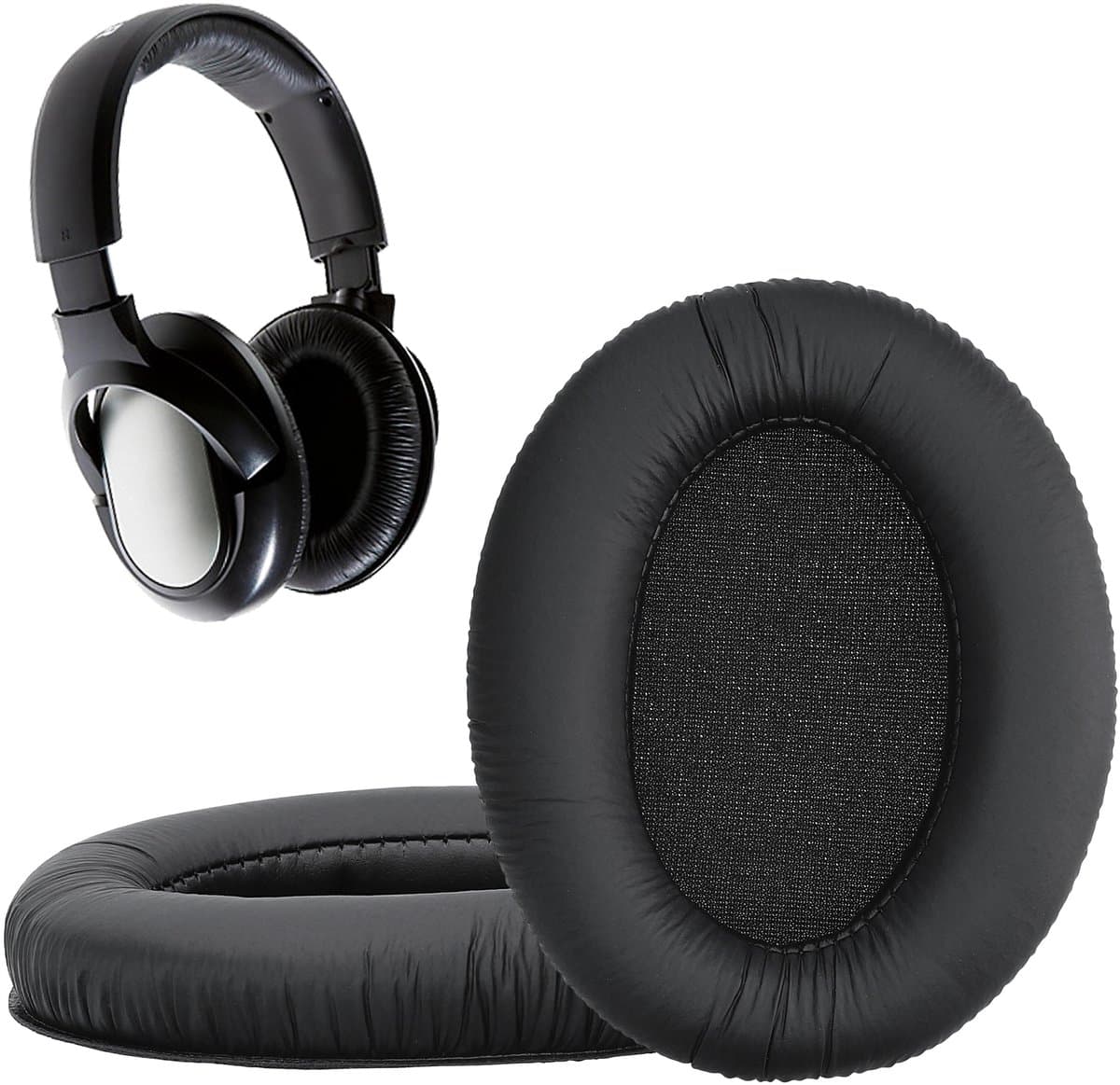 kwmobile 2x oorkussens geschikt voor Sennheiser HD201 / HD206 / HD180 / HD200 Pro - Earpads voor koptelefoon in zwart — afbeelding 1
