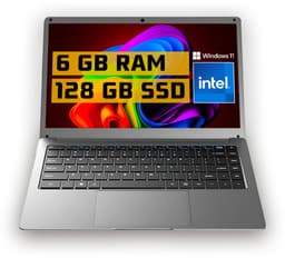 Laptop 14 Inch - Windows 11pro - Intel Celeron N4000 - 6GB RAM - 128GB SSD - GMR Notebook voor Studie, School, Office, Internet, E-mail en Thuiswerken - Studenten Laptop - Compacte Werk Laptop — thumbnail 1