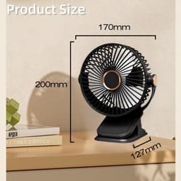 USB Ventilator Stil - Mini Bureauventilator met 5 Snelheden & 360° Draaibaar - Kleine Ventilator Ophangbaar voor Kantoor, Thuis, Kamperen - Wit - 1 Stuk — thumbnail 4