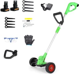 Elektrische Grasmaaier - Tuinmaaier Grastrimmer - Gazon Onderhoud - 2-in-1 Multifunctioneel - 23cm Snijbreedte - Groen — thumbnail 1