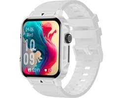 Knobbout 1.95” Scherm Smartwatch – Bluetooth Bellen - Hartslag - Bloeddruk & SpO₂-meting - AI Spraakassistent- Bluetooth 5.2 - 340mAh batterij - Wit