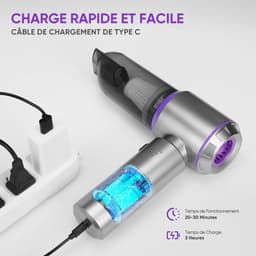 Draadloze Handstofzuiger – 26000PA Krachtig – Mini en Draagbaar – 3 Instelbare Niveaus – 4 HEPA-filters – Voor Auto, Huis, Keuken en Dierenharen — thumbnail 2