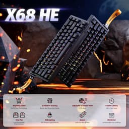 ATTACK SHARK X68 HE - Rapid Trigger - Hall Effect - 8000Hz - 0.01mm RT - Magnetisch Gaming Toetsenbord - RGB - 60% - QWERTY - Wired - Zwart — thumbnail 3