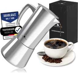 Inductie Espresso Maker van Roestvrij Staal voor 6 Kopjes - Ideaal voor Camping — thumbnail 1