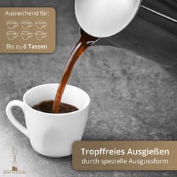 Inductie Espresso Maker van Roestvrij Staal voor 6 Kopjes - Ideaal voor Camping — thumbnail 3
