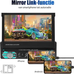 ESSGOO 1 Din Autoradio - 7" HD Touchscreen Handmatig Opvouwbaar Scherm - Apple CarPlay & Android Auto & MirrorLink- USB, AUX, TF, FM — thumbnail 4